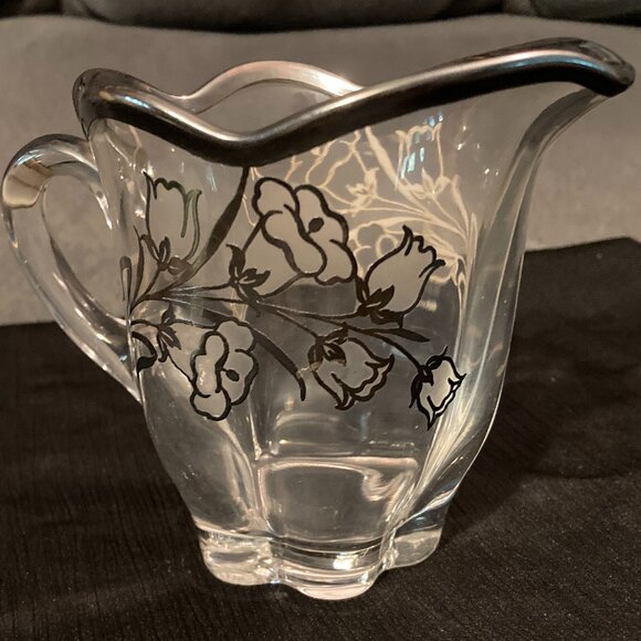 VTG 1939 Duncan Miller Canterbury Art Deco Creamer-Etched Silver & White Overlay - Picture 1 of 10